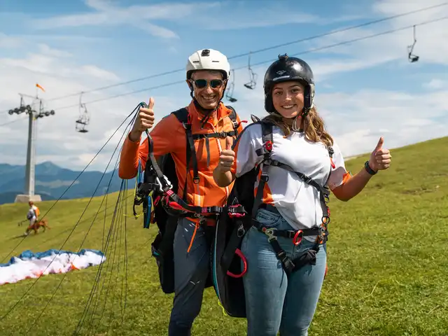 Ein Tandem kurz vor dem Start