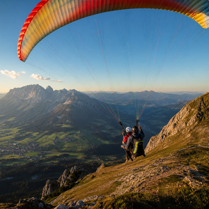 Tandemflug über Söll – Blick auf Hohe Salve und den Wilden Kaiser in Tirol